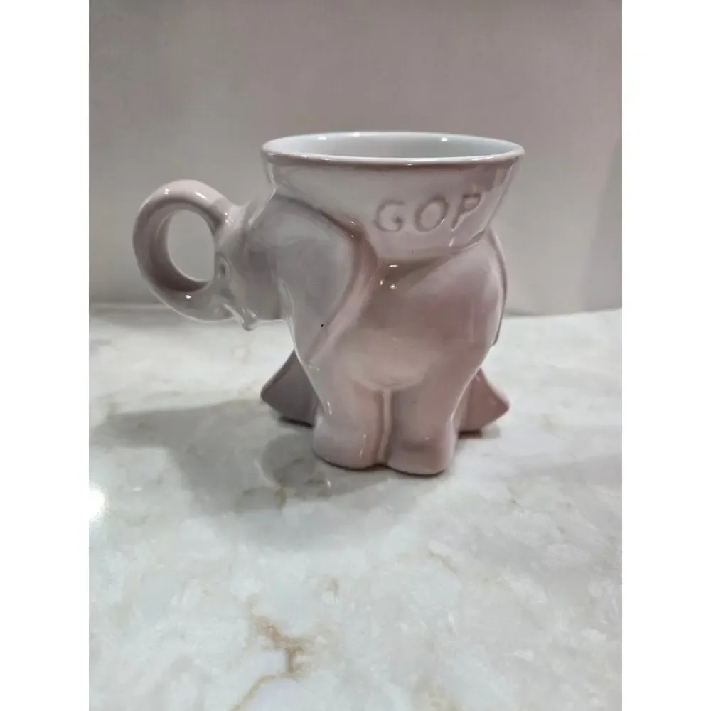 GOP Republican Elephant Coffee Cup Mug 1996 Vintage Frankoma White Political